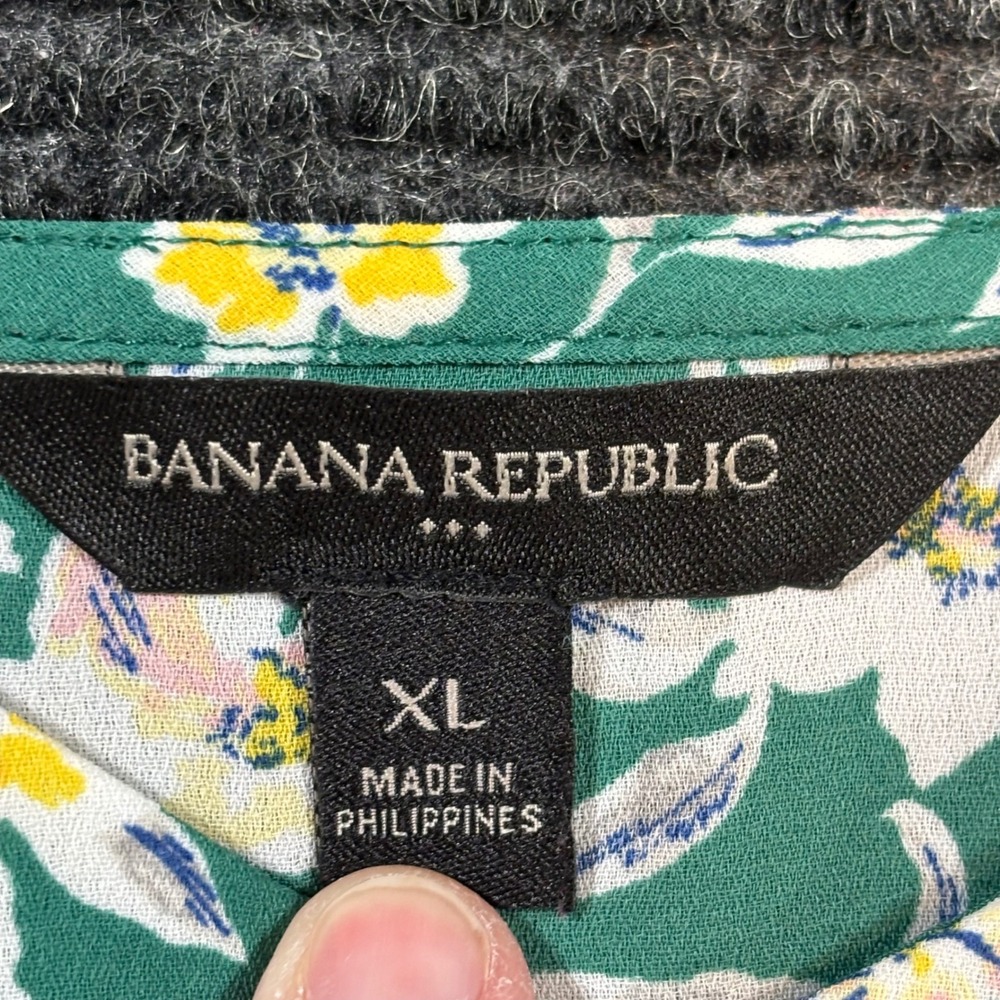 Banana Republic Green Floral Cami Top XL Spaghetti Strap Layered Lined Tank - Picture 4 of 5